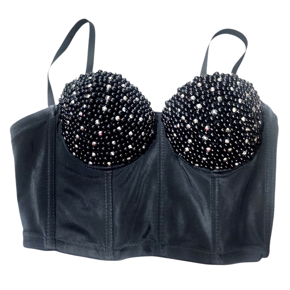 love J Tops - Love J Stylish Black Hooked Bustier. S